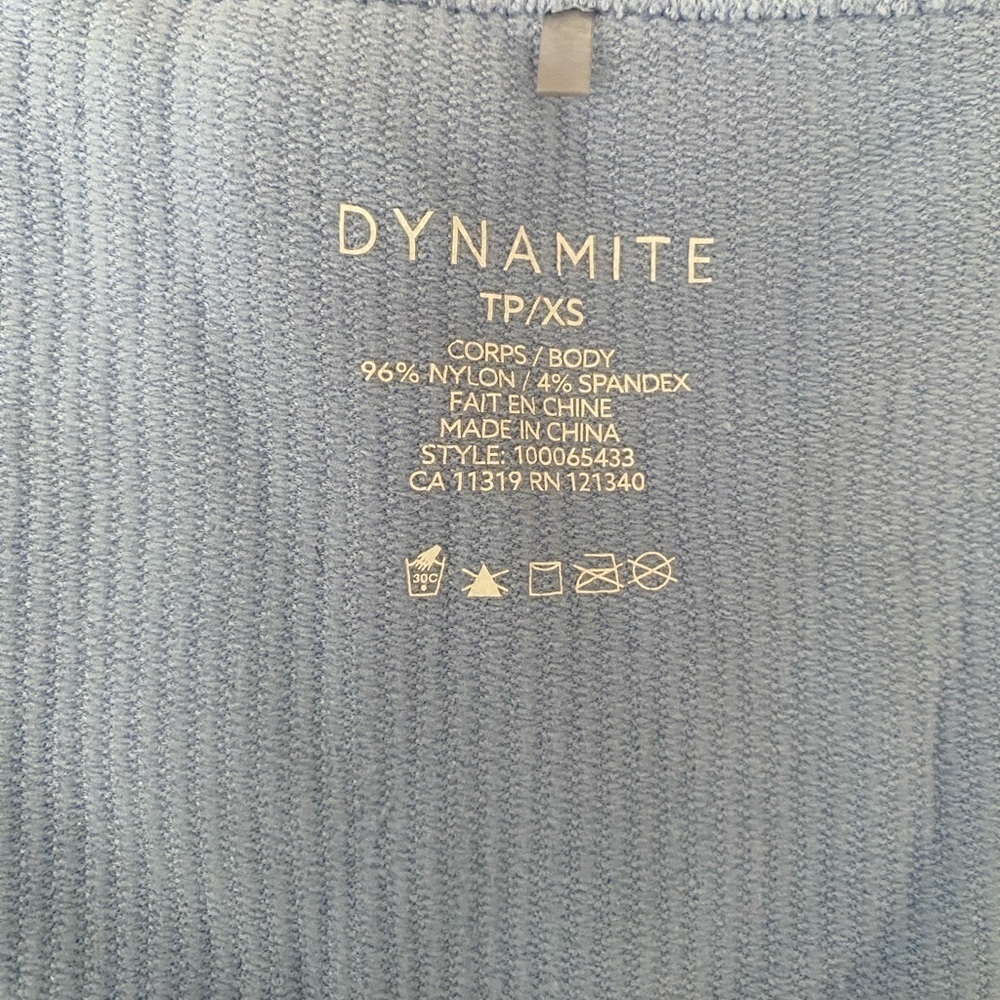 Dynamite Light Blue Ribbed Cropped Top XS - Picture 4 of 6